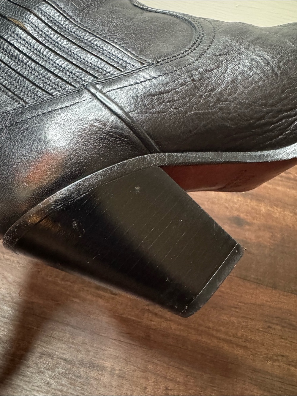 Polo Ralph Lauren Lowrey Black Leather Western Ankle Boots Size 8B - Picture 8 of 10